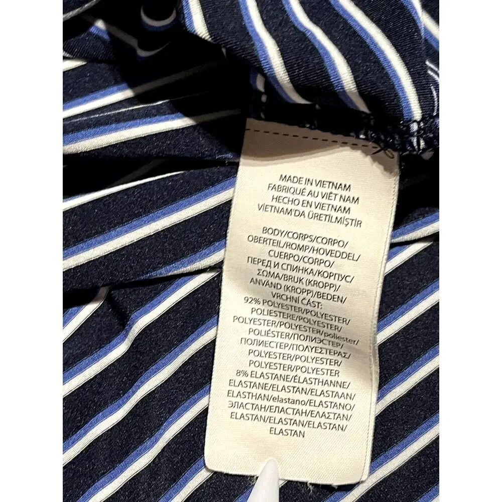 RLX Ralph Lauren Mens M Golf Blue Stripe Polo‎ Wicking Casual EUC